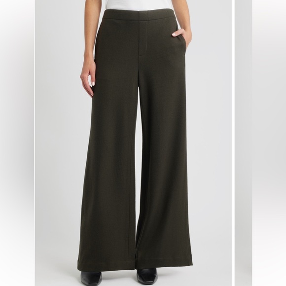 rag & bone Pants - Rag & Bone Melanie Japanese Wool Pull on Wide Leg Pants Army Green Size Small